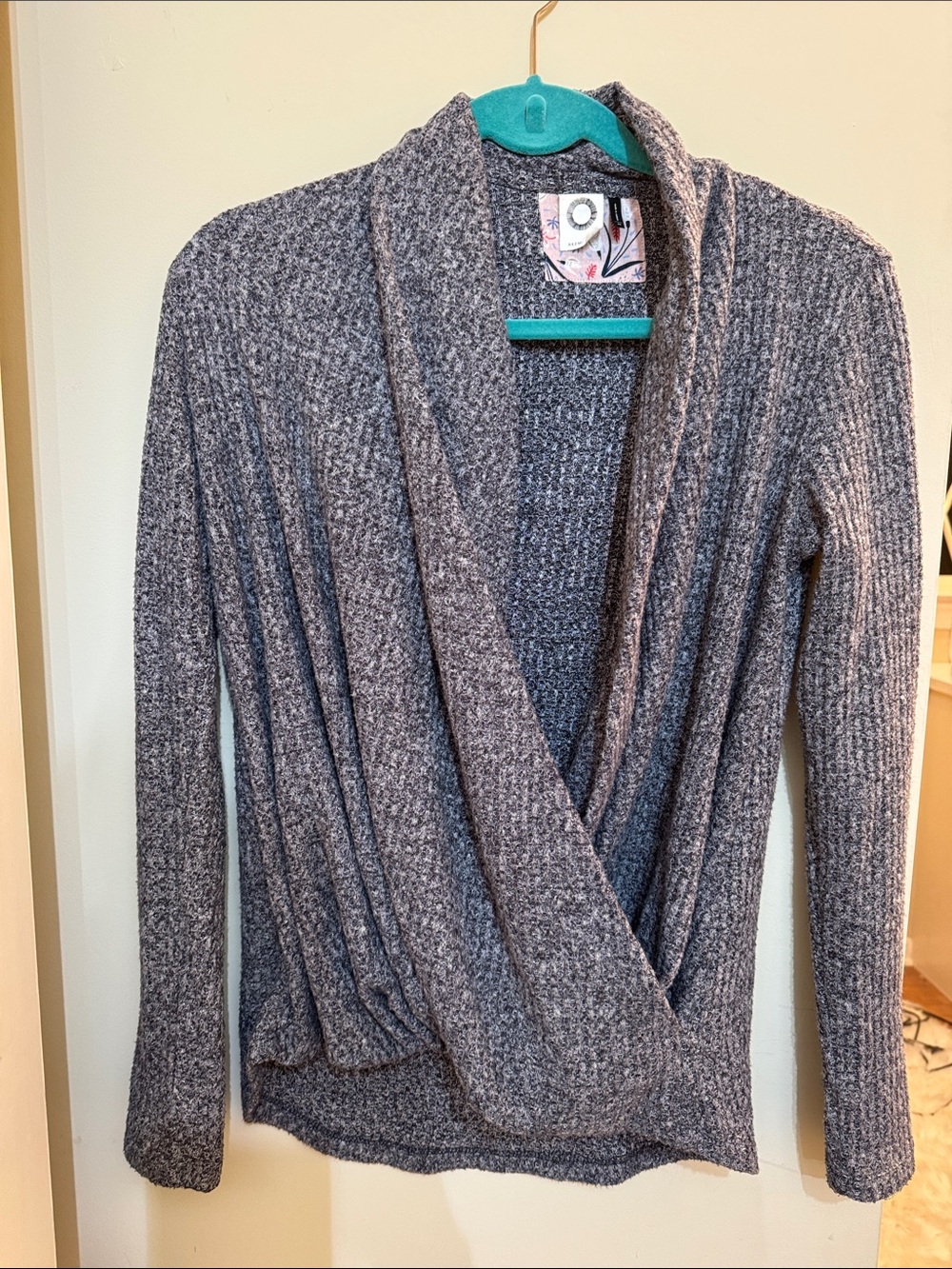 Anthropologie Cozy Wrap-Front marked Gray Women's Sweater, super soft
